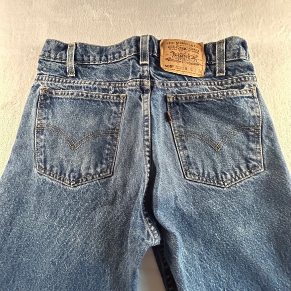 VTG Orange Tab Levi 505 Mens Jeans Reg Fit Straight Leg Dark Wash W31 L32 - Picture 7 of 11